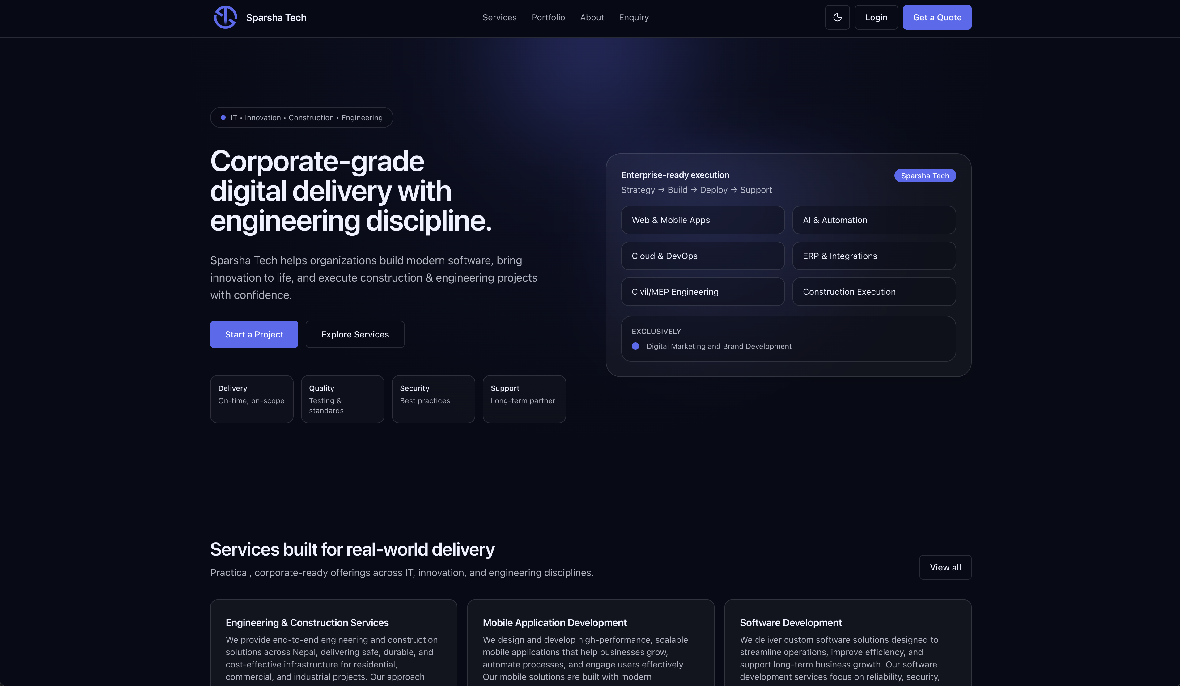 Screenshot of Sparsha Tech project