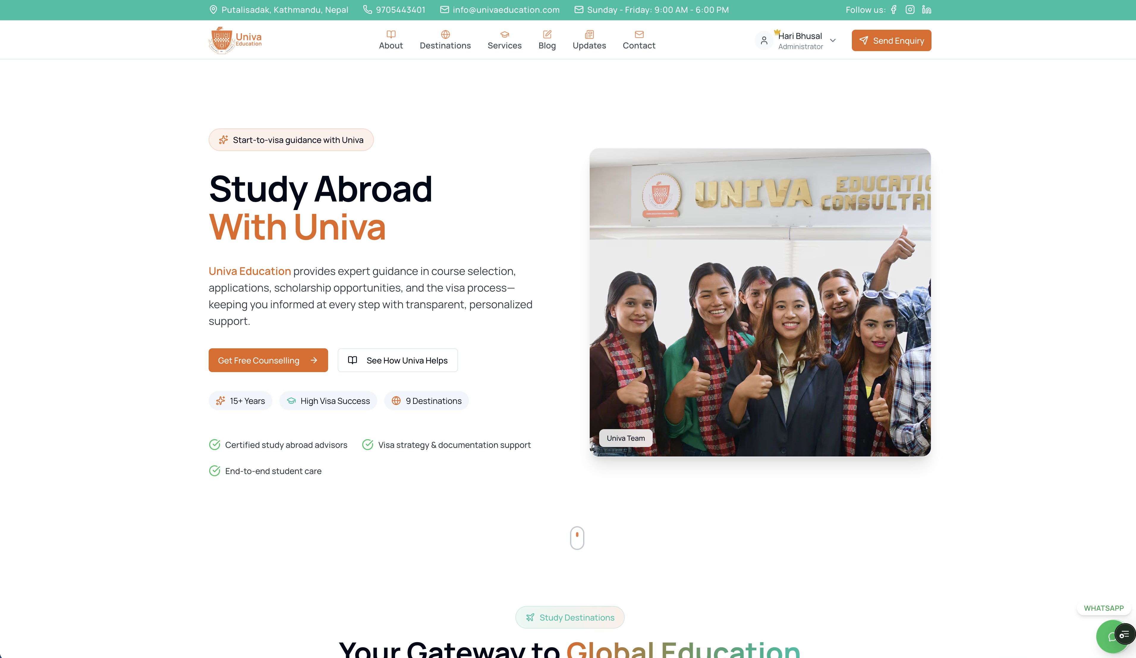 Screenshot of Univa Education project