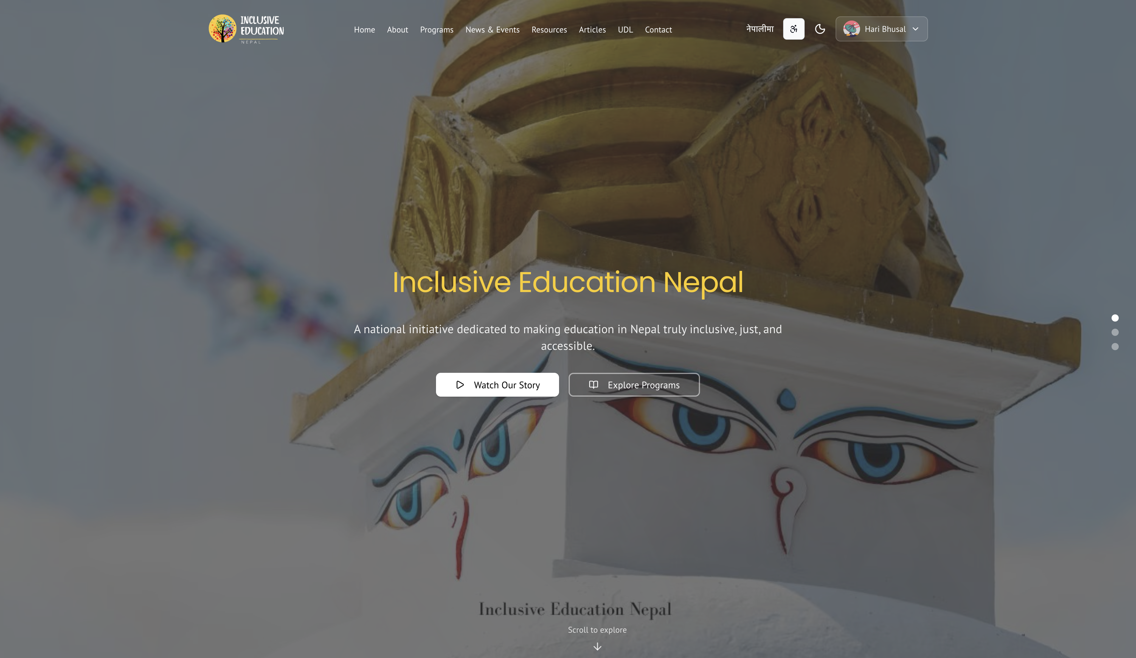 Screenshot of Inclusive Education Nepal project